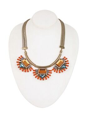 Women's Bansri Orange Gold Statement Necklace One Size